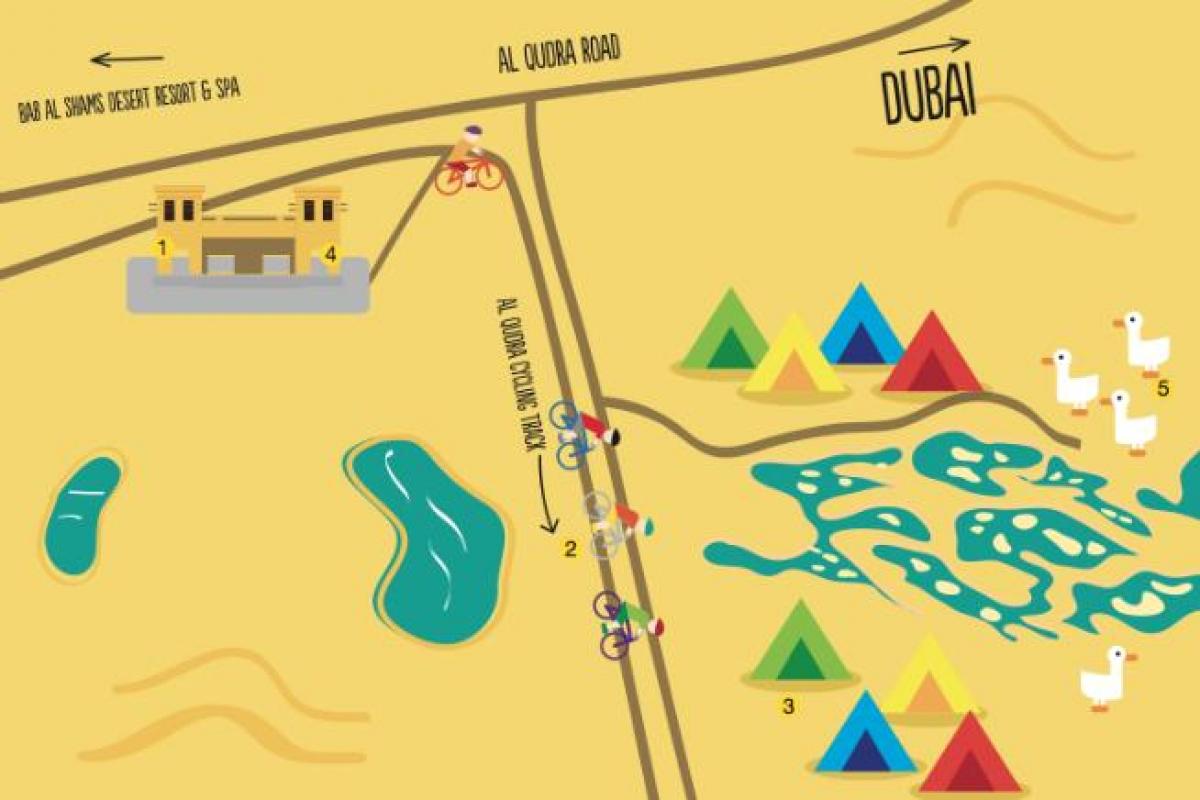 نقشه از Al Qudra مسیر دریاچه
