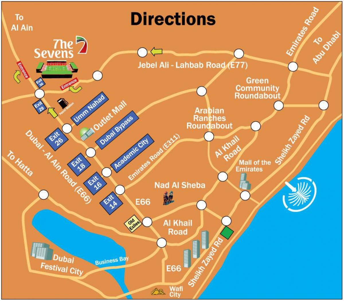 rugby Sevens دبی نقشه محل