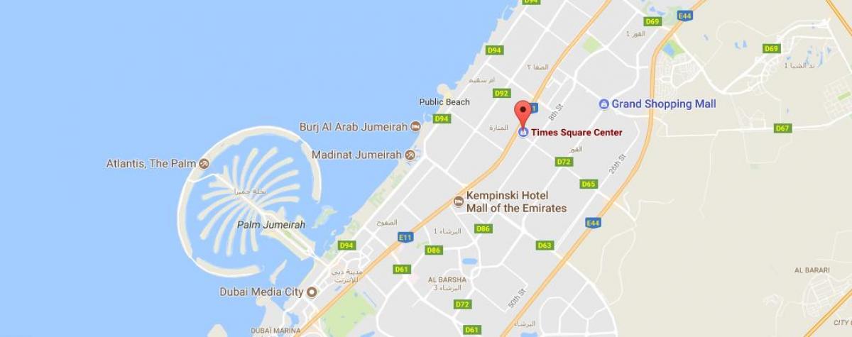 نقشه از میدان تایمز در مرکز دبی