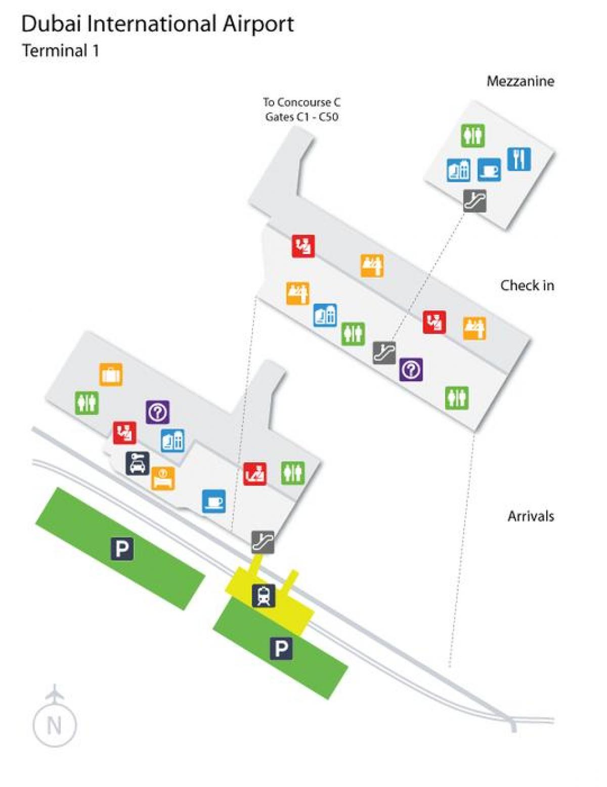 فرودگاه دبی ترمینال 1 نقشه محل