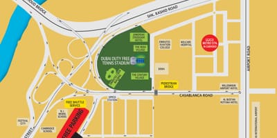 Dubai duty free tennis ورزشگاه محل نقشه